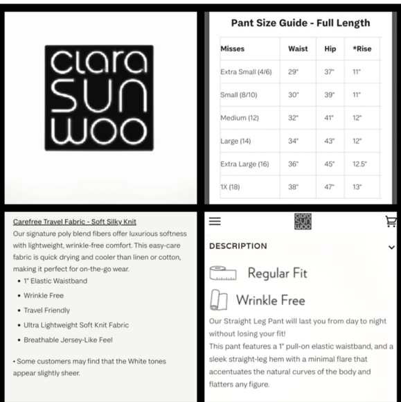 NWOT CLARA SUNWOO Straight Leg pants Size 1X Color Charcoal - Picture 4 of 14